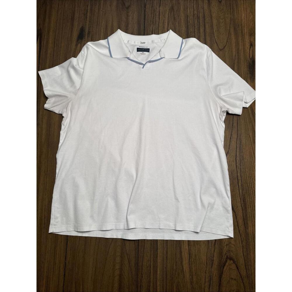 Joseph Abboud Modern Fit White Short Sleeve Polo Sz XL